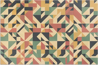 Produktbild von Bunte Abstraktion mit Dreiecken und Quadraten – Vinylteppich – 150x225 cm – Outdoor Teppich – Terrasse – Wetterfest – Modern