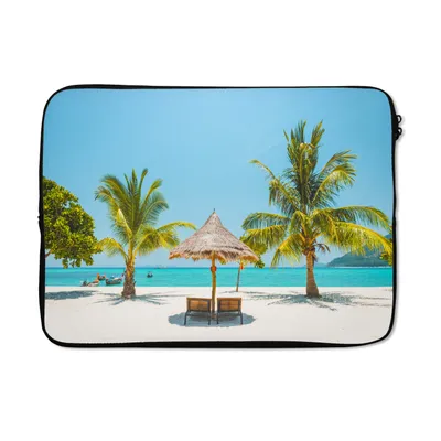 Produktbild von MuchoWow® Laptop Hülle 13 Zoll Strand - Sonnenschirm - Palme Laptoptasche - Laptophülle - Sleeve - Rundumschutz
