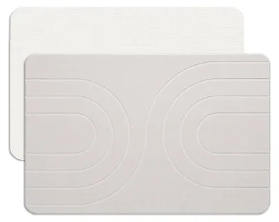 Produktbild von Steinbadematte – Kieselgurmatte, schnelltrocknende Kieselgur-Duschmatte, wasserabsorbierende Steinmatte für Bad und Küche, leicht zu reinigen (59,7 x 38,1 x 1 cm, weiß)