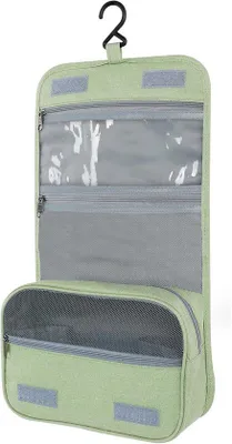 Image de Armoire de toilette de voyage avec poignée - Accessoire de voyage unisexe pour produits de beauté et articles de toilette - Vert