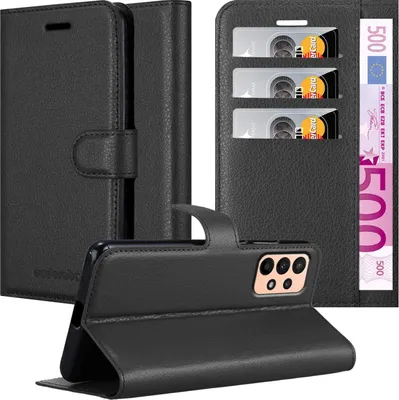 Produktbild von Cadorabo Hülle für Samsung Galaxy A23 4G Schutz Hülle in Schwarz Handyhülle Etui Case Cover Magnetverschluss