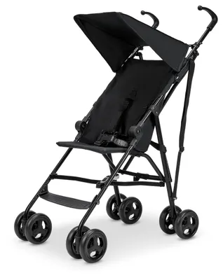 A black stroller is shown against a white background.