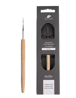 Produktbild von Pro Lana KnitPro NATURAL Aluminium Häkelnadel mit Birkenholzgriff 0,5 - 12 mm Durchmesser 0.75 mm