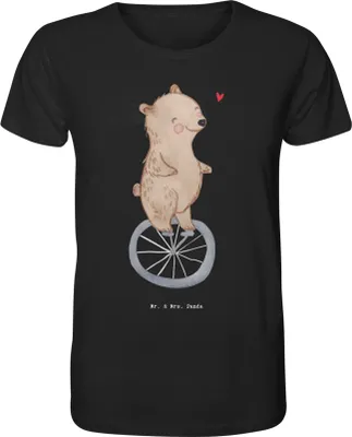 Produktbild von Mr. & Mrs. Panda T-Shirt Bär Einrad fahren Größe XL - Schwarz - Geschenk, Shirt, Herren, Print-T-Shirt, Tshirt, Oberteil