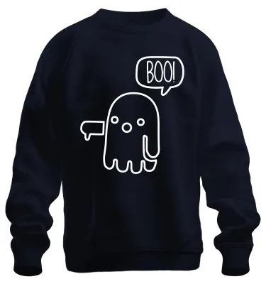 Obrázek produktu pro BOO! roztomilý duch Halloween legrační děti kreslený roztomilý retro uni mikina svetr, námořnická modrá, S
