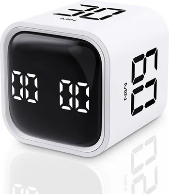 Produktbild von (Weiß)Timer Digitaler Küchentimer LED Kurzzeitmesser Rotations Timer Eieruhr Kitchen Timer Countdown und Countup mit einstellbarer akustischer Alarm und Vibration