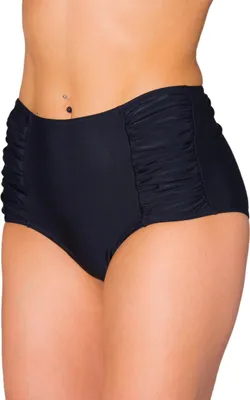 Produktbild von Aquarti Damen Bikinihose mit Hoher Taille und Raffung, Farbe: Schwarz, Größe: 40