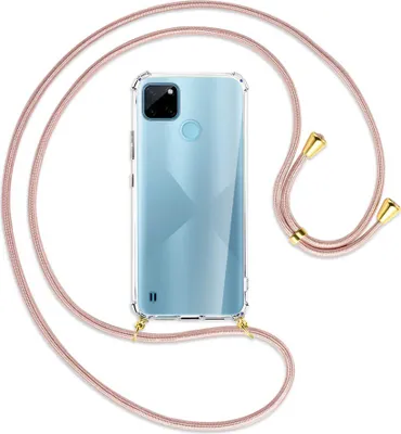 Produktbild von Handykette Backcover-Schutzhülle mit Band (Metall goldfarben) für  Realme C21Y /C25Y - roségold