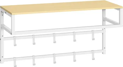 Produktbild von EUGAD Wandgarderobe mit Ablage, für Eingangsbereich Schlafzimmer Wohnzimmer, 80x41x30 cm, Weiß + Holzoptik