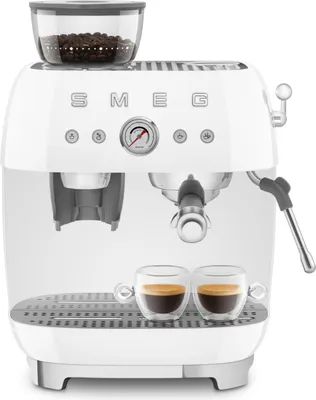 Produktbild von SMEG EGF03WHEU Siebträgermaschine 50's Style mit integrierter Kaffeemühle Weiß