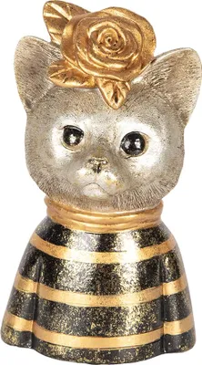 Image de Clayre & Eef Figurine de décoration Chat 11x9x18 cm Couleur or Marron Plastique