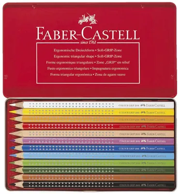 Productafbeelding van Faber-Castell 112413 Kleurpotlood Colour GRIP - 12 kleuren, metalen etui
