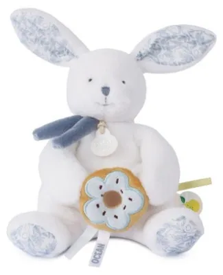 Imagen del producto de Doudou et Compagnie: Manta de peluche "Corazón de Conejo Marino" - Muñeco de mano azul con forma de rosquilla, 20 cm