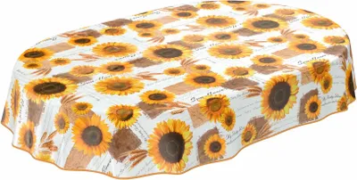 Produktbild von Tischdecke Wachstuch Blumen Gelb Robust Wasserabweisend Oval Breite 140 cm Länge 180 cm