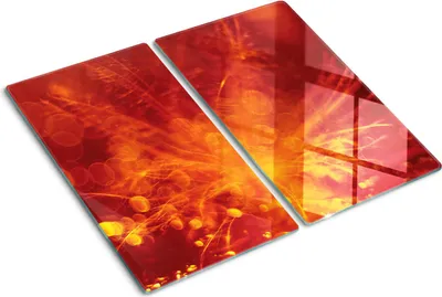 Obrázok produktu pre Sklenená ochranná doska – Kryt varnej dosky – Kryt na indukčnú dosku – 2x30x52 cm – Rýchle čistenie – Tvrdené sklo – Pomarančový kvet