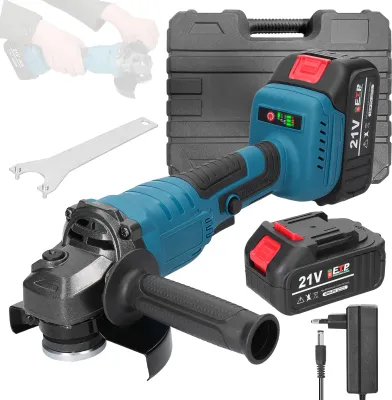 Obrázok produktu pre 21 V 125 mm M14 uhlová brúska, bezkartáčový motor, elektrický brúsny nástroj, multifunkčná lítiová fréza, univerzálny elektrický nástroj na rezanie a leštenie keramických obkladov, dreva, kameňa, ocele