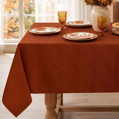 Immagine prodotto di Tovaglia rettangolare in tessuto Jacquard, impermeabile e anti-macchia, dimensioni 152,4 x 264,2 cm, colore ruggine