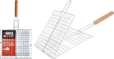 Produktbild von Verschließbarer Doppelgrill mit Holzgriff für einfaches Grillen