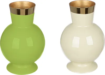 Zdjęcie produktu dla Gilde Vase, "Roro", Metall, creme, grün, , , H. 23 cm, D. 14 cm 2 Stück wie abgebildet 55112