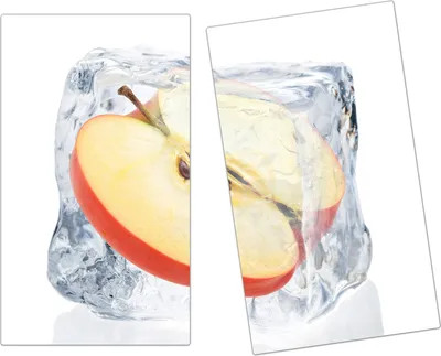 Produktbild von Spritzschutz Herdabdeckplatte Schneidebrett aus Glas Apfel in Eiswürfel 2-Teilig (60x52cm)