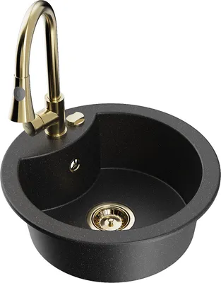 Produktbild von Mexen Diego 1-Becken-Granit-Spüle mit Mischbatterie Elia, Schwarz/Silbermetallic - 6512-73-670101-50