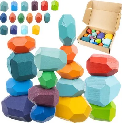 Produktbild von Holzbausteine für Kinder - 16-teiliges Set, mehrfarbig