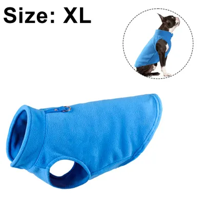 Produktbild von Hundeweste Kuschelweicher Wintermantel Warme Hundekleidung Welpenpullover bei kaltem Wetter Fleecejacke Pullover mit Leinenschlaufen,Blau,XL