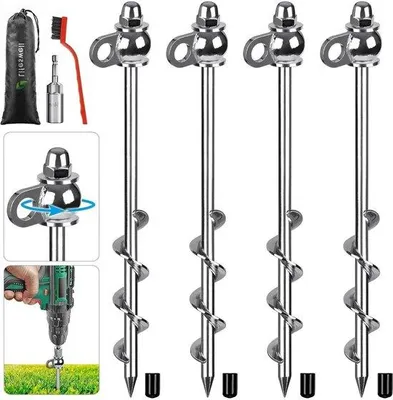 Produktbild von Famanu Erdanker Set 305 cm - 4 Stück - einfach einzuschrauben - wiederverwendbar
