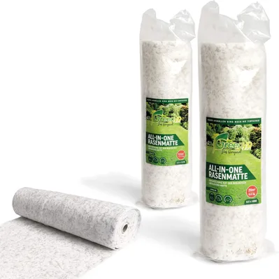 Produktbild von Greenyp® All-In-One Grassamen Matte I 100m² I biologisch abbaubare Rasenmatte mit integrierten Rasensamen, Rasensamenmatte, Rollrasen, Rasenvlies