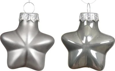 Produktbild von Christbaumschmuck Sterne 4cm Glas 12 Stück - Zart Grau