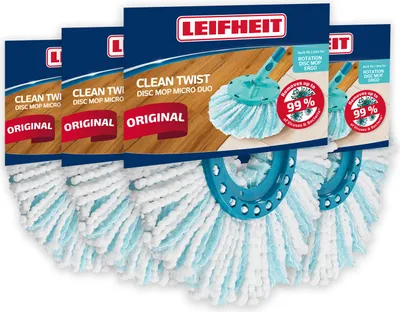 Produktbild von Leifheit Ersatzkopf Wischmop CLEAN TWIST Disc Mop Ergo micro duo 4er Set