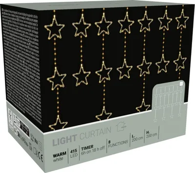 Produktbild von Lichtervorhang 200x200 cm, 415 LED – Warmweiß mit Sternen