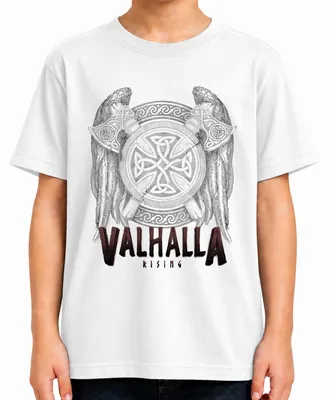 Image de T-shirt pour enfant, blanc, motif "Valhalla Rising", mythologie viking, mythologie nordique, taille 140