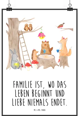 Produktbild von Mr. & Mrs. Panda Bild Waldtiere Picknick DIN A2 - Weiß - Geschenk, Maus, grafikposter, wanddeko, Hase, Igel, Lustige Sprüche, Wald, Eichhörnchen, Kunstdruck, Wandbild