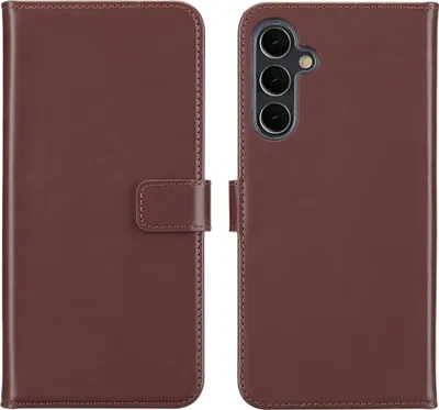 Image de Selencia Bibliothèque en cuir véritable pour le Samsung Galaxy A16 - Marron foncé