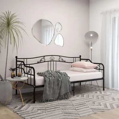 Produktbild von The Living Store Schlafsofa Bettgestell Schwarz Metall 90x200 cm