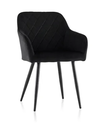 Image de CLIPOP 1 set chaise de salle à manger, chaise de cuisine en velours, fauteuil rembourré avec dossier, noir