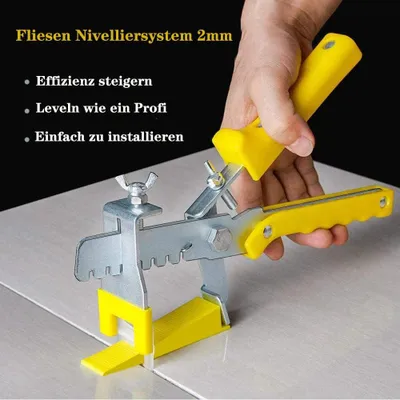 Immagine prodotto di Sistema di livellamento per piastrelle, 2 mm, con 300 clip, 100 distanziatori, pinza, per pavimenti