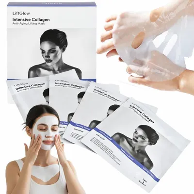 Obrázek produktu pro Hydrogelová pleťová maska na obličej a dekolt LiftGlow Intensive Collagen 4 ks
