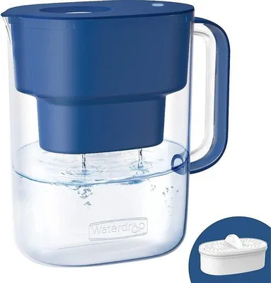 Imagen del producto de Jarra filtrante Unyqoos® de 3,5 litros – Certificada según las normas NSF 42 y NSF 372, compatible con WD-PF-01A Plus (no compatible con Brita Maxtra), reduce el plomo, el fluoruro y el cloro, libre de BPA, color azul