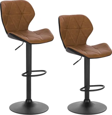 Produktbild von EUGAD 2 x Barhocker, höhenverstellbar und drenbar, aus Kunstleder Metall, Braun