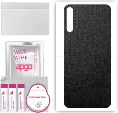 Produktbild von apgo Rückseite Schutzfolie, Skin, kompatibel mit Tecno Camon 12 Pro, Hinten Displayschutzfolie aus Vinylfolie, kratzfest, einfache Montage - Schwarze Honigwabe
