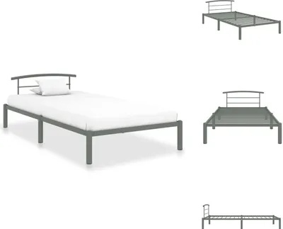 Produktbild von vidaXL Bettgestell Grau Metall 90x200 cm -  Betten & Bettgestelle