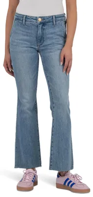 Image de KUT from the Kloth, pantalon pour femmes, modèle Kelsey, coupe évasée, longueur mi-mollet, ourlet brut, poche fendue