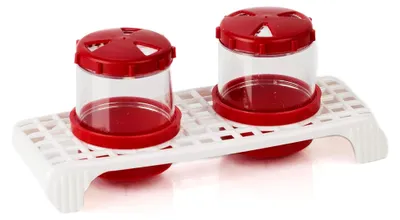 Produktbild von Gewürzstreuer für Salz und Pfeffer, Mehrweggeschirr aus Kunststoff in Rot