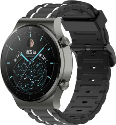 Produktbild von Strap-it Huawei Watch GT 2 Pro Sportschnallenarmband (Schwarz/Weiß)