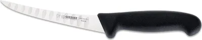 Immagine prodotto di Coltello da disosso Giesser Coltello da macellaio antiscivolo affilato Lama ricurva - 15 cm, flessibile con affilatura a lama ondulata, nero