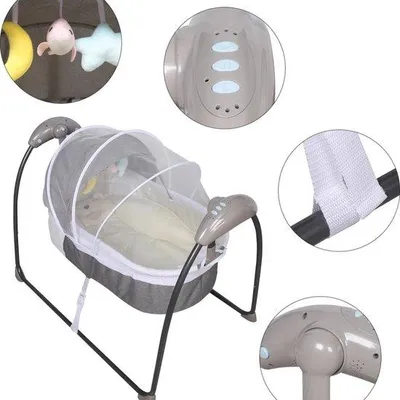 Produktbild von Elektrische Babywippe mit Musik - 3-Geschwindigkeiten - bis 18 kg - Grau