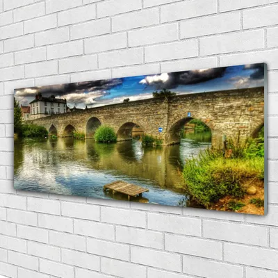 Produktbild von Acrylglasbilder 125x50 Wandbild Druck See Brücke Architektur