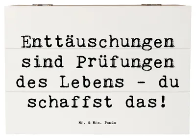 Produktbild von Mr. & Mrs. Panda holzschatulle Spruch Mit Enttäuschungen umgehen 22 x 15 cm - Weiß - Geschenk, Zuversicht, Trost, Geschenkbox, positivity, Trostspender, schatztruhe, Box